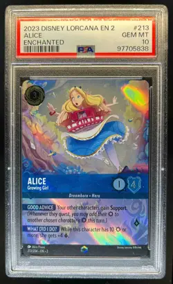 2023 Disney Lorcana Alice Growing Girl Enchanted #213/204 PSA 10 - Image 1