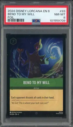 2024 Disney Lorcana EN 6 Foil #93 Bend To My Will PSA 8 NM-MT - Image 1
