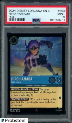 2024 Disney Lorcana EN 6 Foil #154 Hiro Hamada PSA 9 MINT - Image 1