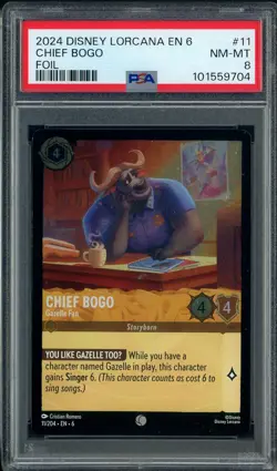 2024 Disney Lorcana EN 6 Foil #11 Chief Bogo PSA 8 NM-MT - Image 1
