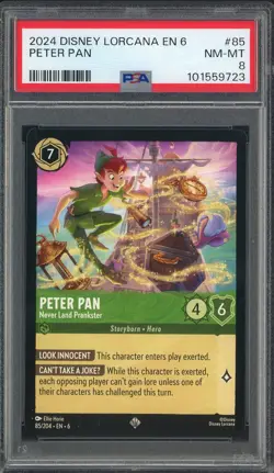 2024 Disney Lorcana EN 6 Foil #85 Peter Pan PSA 8 NM-MT - Image 1