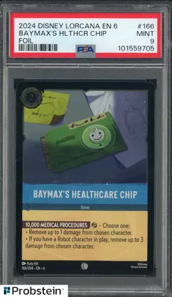 2024 Disney Lorcana EN 6 Foil #166 Baymax's Healthcare Chip PSA 9 - Image 1