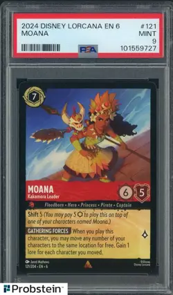 2024 Disney Lorcana EN 6 #121 Moana PSA 9 MINT - Image 1