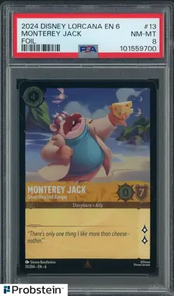 2024 Disney Lorcana EN 6 Foil #13 Monterey Jack PSA 8 NM-MT - Image 1