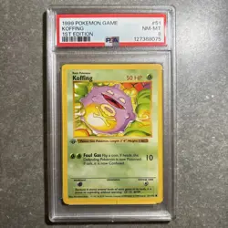 1999 Pokemon TCG Koffing Base Set 1st Edition Shadowless Card 51/102 PSA 8 - Image 1