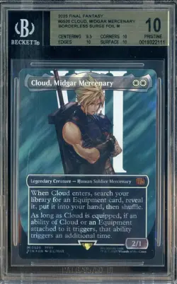 2025 MTG Final Fantasy Borderless Surge Foil 0520 Cloud Midgar Mercenary BGS 10 - Image 1
