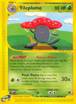 1x Vileplume - 69/165 - Rare Damaged Pokemon G2 - Expedition - Image 1