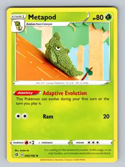 Metapod 002/192 Uncommon SWSH02: Rebel Clash NM Pokemon TCG - Image 1