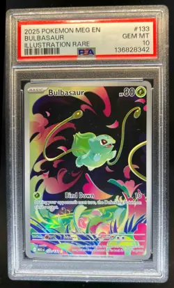 2025 Pokemon Mega Evolution Bulbasaur Illustration Rare #133/132 PSA 10 - Image 1