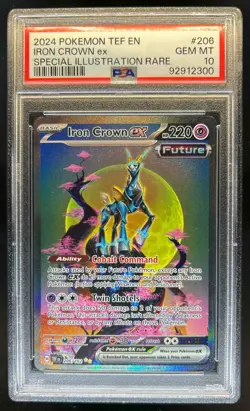 2024 Pokemon SV Temporal Forces TEF EN Iron Crown ex #206/162 PSA 10 - Image 1