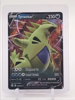 TYRANITAR V 2021 POKEMON SWSH FUSION STRIKE RARE HOLO 158/264 Q6459 - Image 1