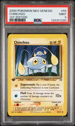 2000 POKEMON NEO GENESIS 1ST ED #55 CHINCHOU PSA 9 - Image 1