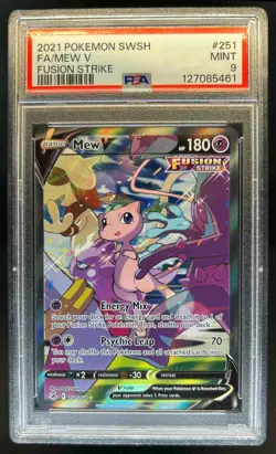 2021 Pokemon SWSH Fusion Strike Mew V #251/264 PSA 9 - Image 1