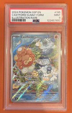 Pokemon TCG Castform Sunny Form Illustration Surging Sparks 195/191 PSA 9 - Image 1
