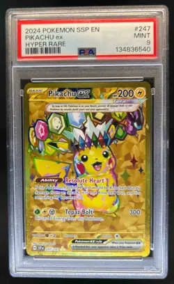 2024 Pokemon SV Surging Sparks SSP EN Pikachu Ex #247/191 PSA 9 - Image 1