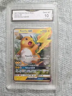 Raichu GX GMA 10 Pokemon Sun & Moon Shining Legends 2017 #29 GEM MINT PSA 10 - Image 1
