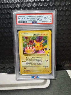 2021 Pokemon Celebrations Birthday Pikachu Holo Black Star Classic Coll PSA 10 - Image 1