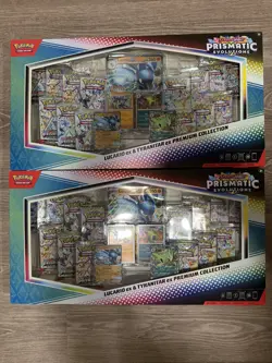 2x Pokemon Prismatic Evolutions Lucario EX and Tyranitar EX Premium Collection - Image 1