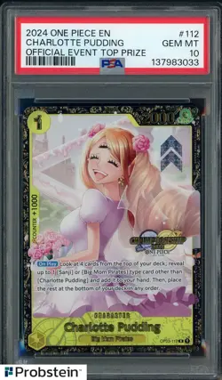2024 One Piece Promo Official Event Top Prize #112 Charlotte Pudding PSA 10 - Image 1