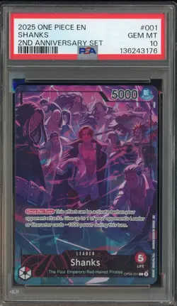 2025 One Piece EN 2nd Anniversary Set #001 Shanks PSA 10 GEM MINT - Image 1