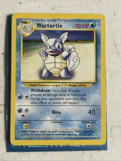 4TH PRINT Wartortle 42/102 - 4TH PRINT 1999-2000 - BASE SET Pokemon Card - MP - Image 1