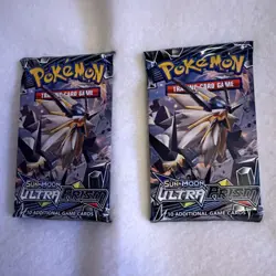 2x Pokemon TCG Sun & Moon Ultra Prism Booster Pack Solgaleo 10 Cards - Image 1