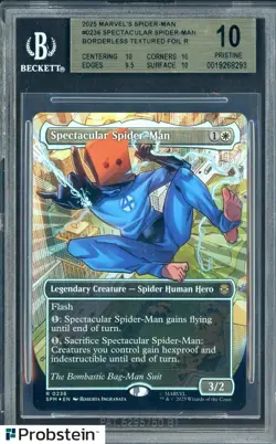 2025 MTG Marvel Borderless Textured Foil 0236 Spectacular Spider-Man BGS 10 - Image 1