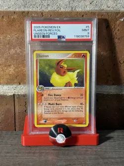 Pokemon 2005 Flareon #5 Reverse Holo Unseen Forces PSA 9 - Image 1