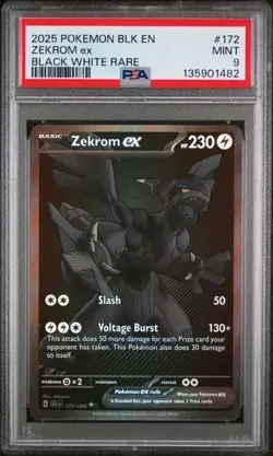 PSA 9 - 2025 POKEMON BLK EN-BLACK BOLT BLACK WHITE RARE #172 ZEKROM EX - Image 1