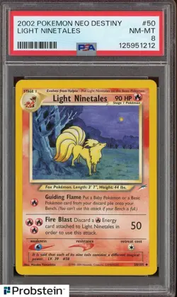 2002 Pokemon Neo Destiny #50 Light Ninetales PSA 8 NM-MT - Image 1
