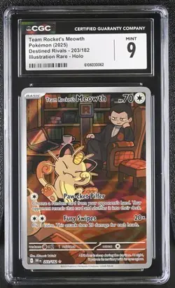 Team Rocket's Meowth *CGC 9* Illustration Rare *Destined Rivals* #203 *Pokemon - Image 1