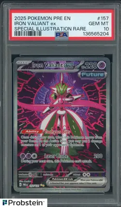 2025 Pokemon Pre En Special Illustration Rare #157 Iron Valiant ex PSA 10 - Image 1