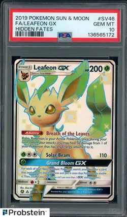 #2 2019 Pokemon Sun & Moon Hidden Fates #SV46 FA Leafeon GX PSA 10 GEM MINT - Image 1