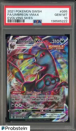 2021 Pokemon SWSH Evolving Skies #095 FA Umbreon VMax PSA 10 GEM MINT - Image 1