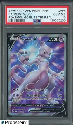 2022 Pokemon SWSH BSP Pokemon go ETB #229 Mewtwo V Fa PSA 10 GEM MINT - Image 1