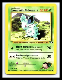 💥 Giovanni's Nidoran 75/132 Pokemon Gym Challenge Unlimited Non Holo 2000 - Image 1