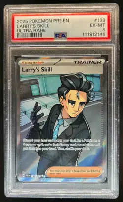 2025 Pokemon SV Prismatic Evolutions Larry's Skill #139/131 PSA 6 - Image 1
