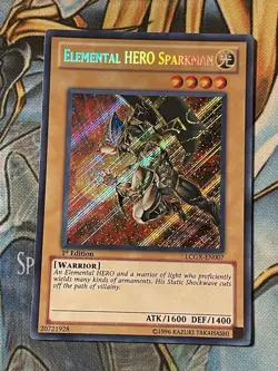YUGIOH • ELEMENTAL HERO SPARKMAN • SECRET RARE • LCGX-EN002 • 1st ED • NM - Image 1