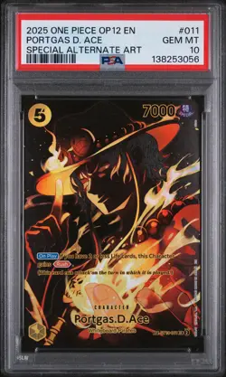 2025 ONE PIECE OP12-LEGACY OF THE MASTER #011 PORTGAS D. ACE PSA 10 - Image 1