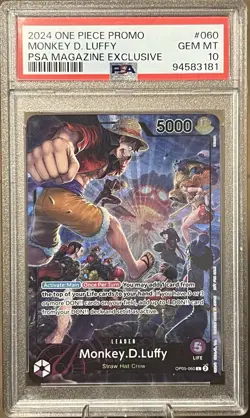 One Piece 2024 PSA Magazine Exclusive Promo Monkey D Luffy Op05-060 PSA 10 - Image 1