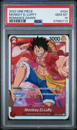 2022 ONE PIECE OP01 ROMANCE DAWN #024 MONKEY D. LUFFY PSA 10 - Image 1