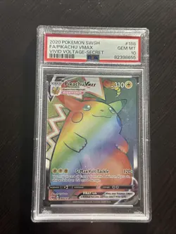 2020 Pokemon Swsh #188 FA / Pikachu Vmax Vivid Voltage Secret Card PSA 10 GEM MT - Image 1