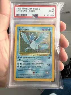 1999 Pokemon TCG Articuno 2/62 Fossil Holo Card Vintage LP PSA 9 - Image 1