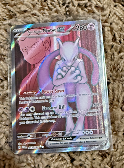Pokemon Card - Team Rocket's Mewtwo EX- Full Art Holo- Destined Rivals 213/182 - Image 1