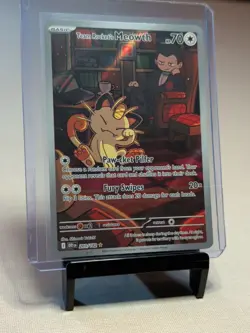 Pokemon TCG Destined Rivals Team Rockets Meowth Illustration Rare Card 203/182 - Image 2