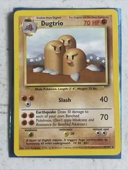 MP (4th Print 1999-2000) Pokemon DUGTRIO Card BASE Set 19/102 Non-Holo Rare - Image 1