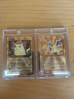 Pokemon Celebrations Gold Metal Charizard & Pikachu Cards 25th Anniversary Set - Image 1