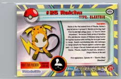 1999 TOPPS TV POKEMON CARDS 1ST PRINTING- BLUE TOPPS LOGO RAICHU #26 - Image 2