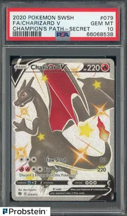 #1 2020 Pokemon SWSH Champion's Patch Secret #079 FA Charizard V PSA 10 GEM MINT - Image 1