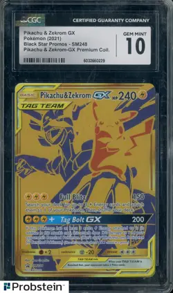 2021 Pokemon Black Star Promso SM248 Pikachu Zekrom Gx Premium Coll CGC 10 - Image 1